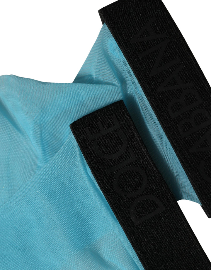 Dolce &amp; Gabbana Light Blue Nylon Thigh High Women Accessory Socks