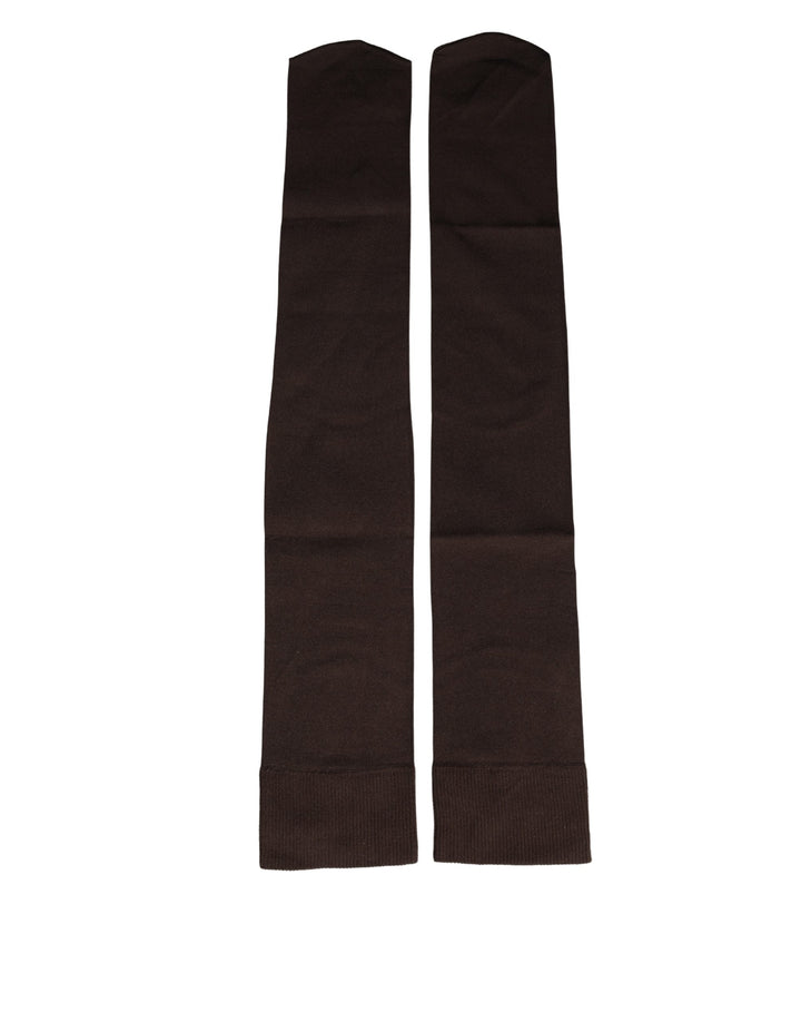 Dolce &amp; Gabbana Brown Nylon Over Calf Long Women Accessory Socks