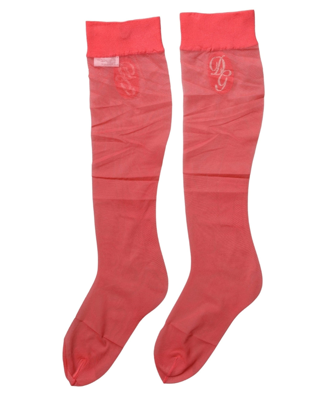 Dolce &amp; Gabbana Red Nylon Mesh Sheer Calf Long Accessory Socks