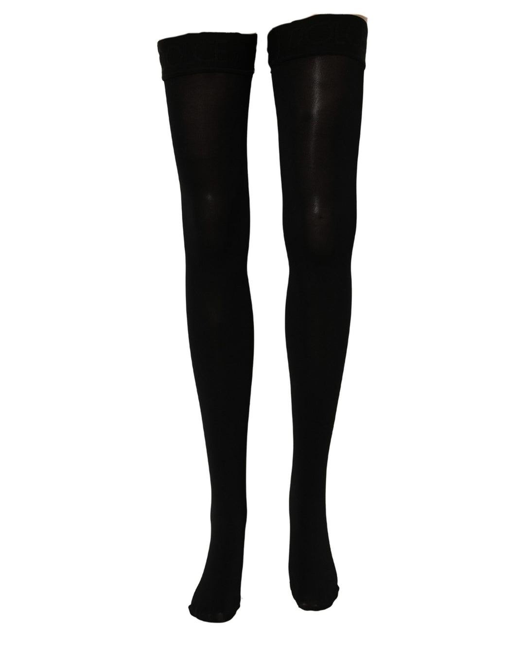 Dolce &amp; Gabbana Black 100% Nylon Thigh High Stockings Socks