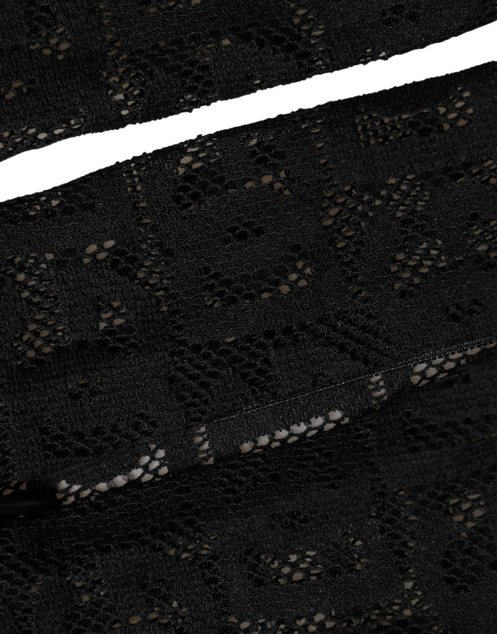Dolce &amp; Gabbana Black DG Logo Sheer Nylon Thigh High Socks