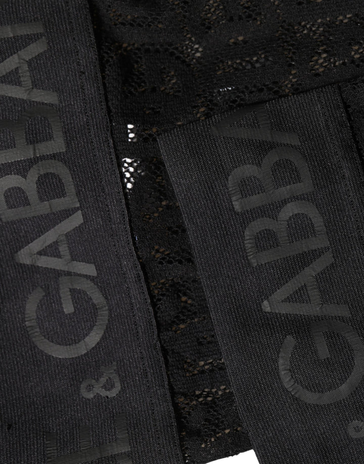 Dolce &amp; Gabbana Black DG Logo Sheer Nylon Thigh High Socks