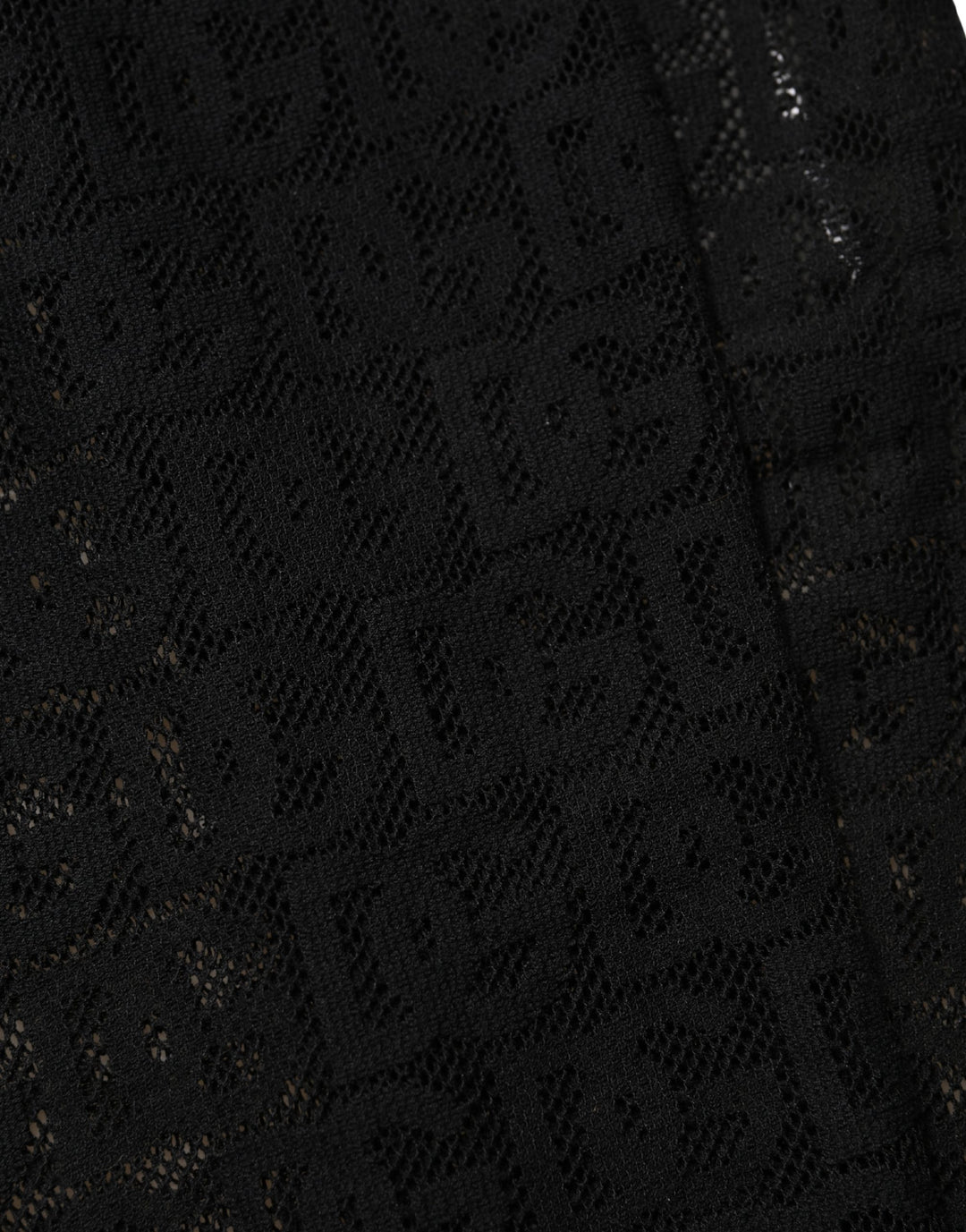 Dolce &amp; Gabbana Black DG Logo Sheer Nylon Thigh High Socks