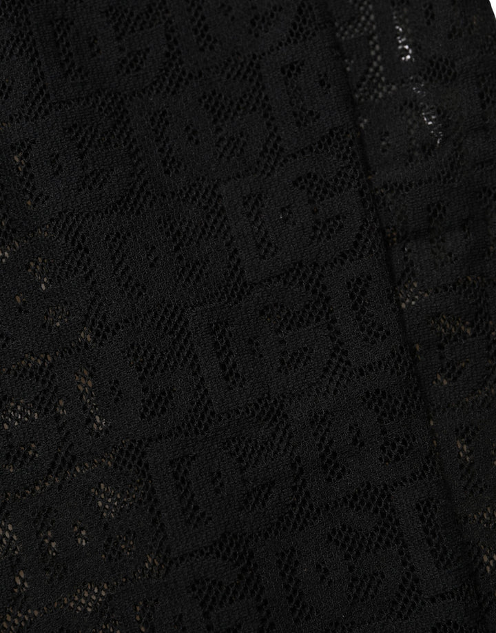 Dolce &amp; Gabbana Black DG Logo Sheer Nylon Thigh High Socks