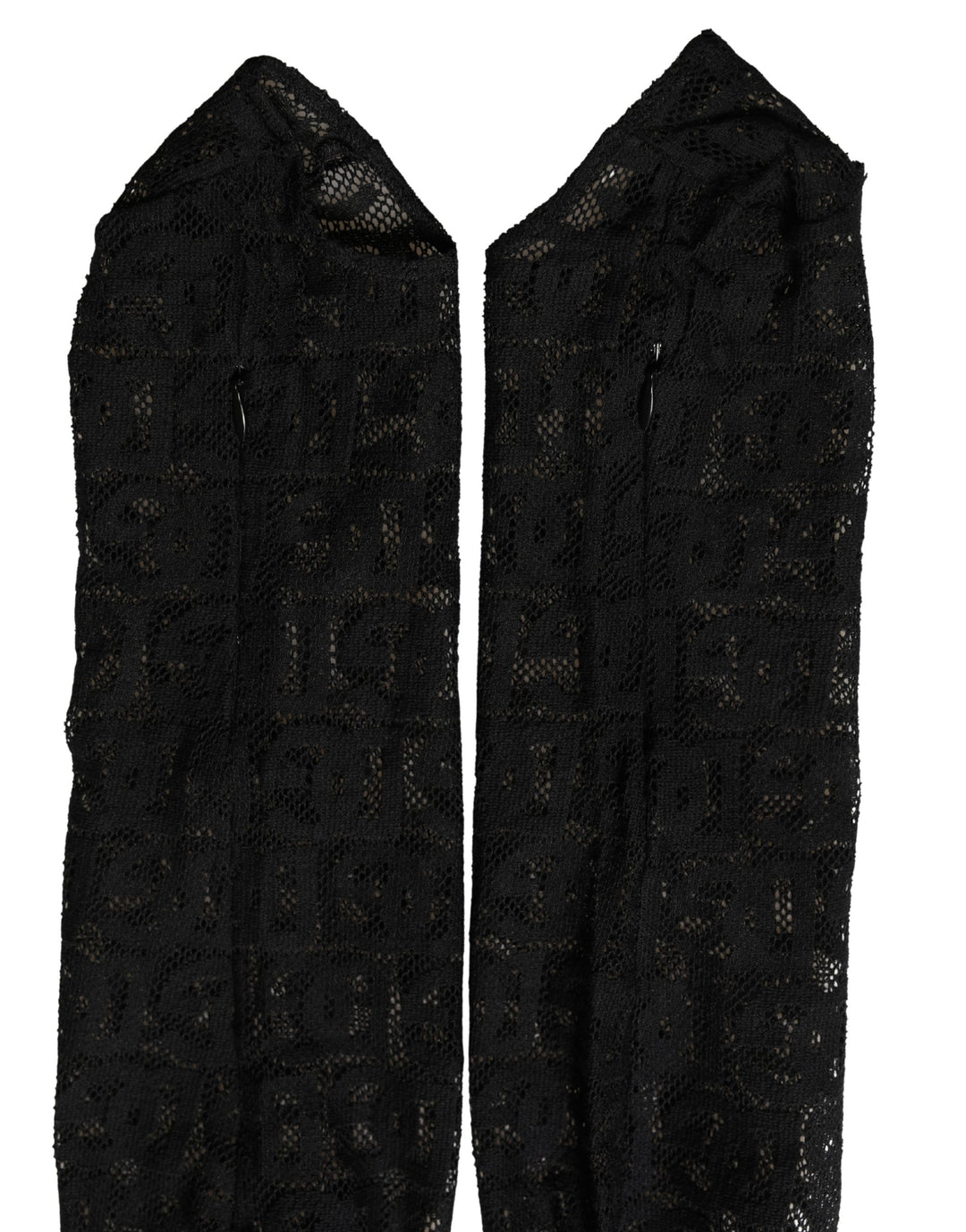 Dolce &amp; Gabbana Black DG Logo Sheer Nylon Thigh High Socks