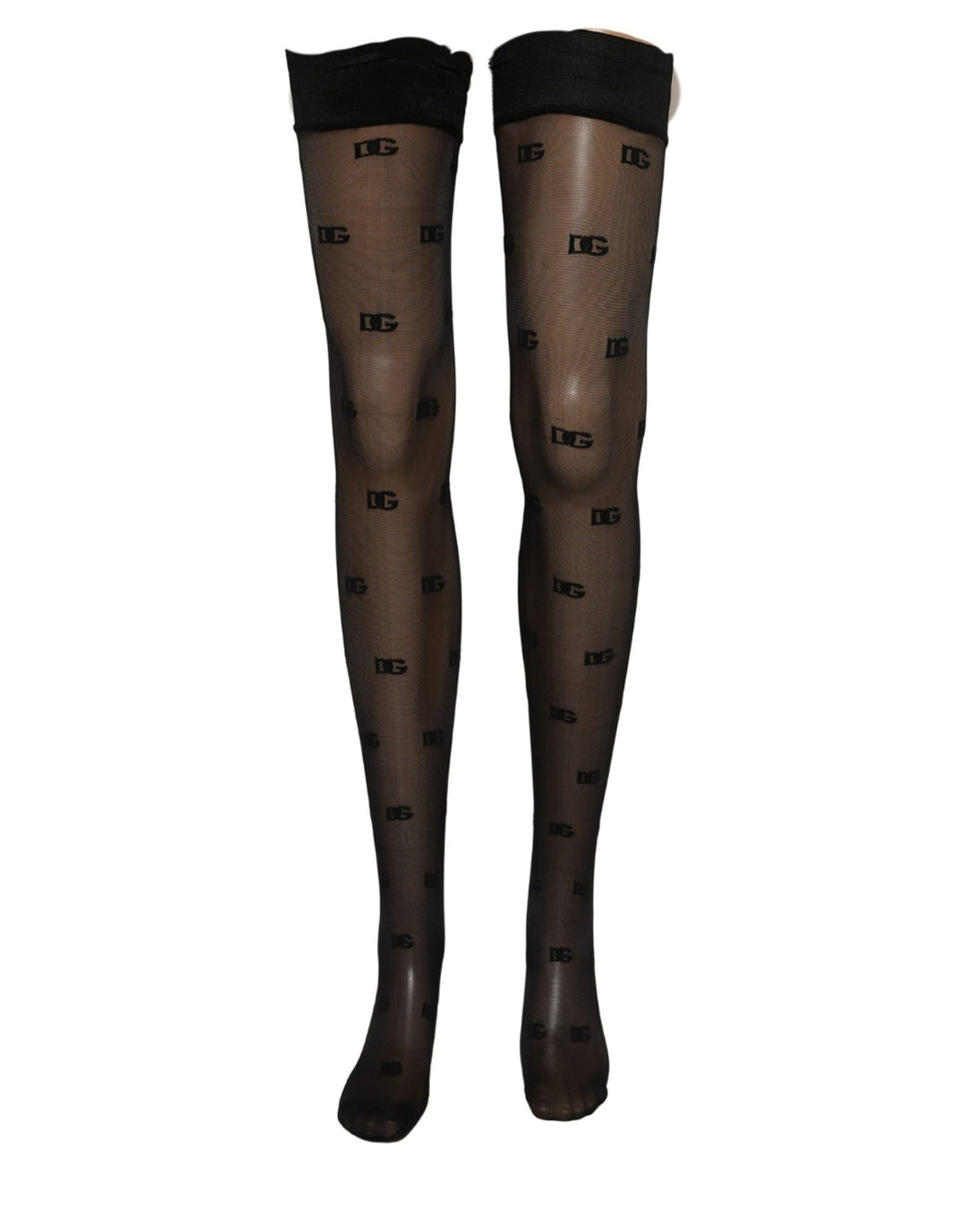 Dolce &amp; Gabbana Black Sheer Logo Monogram Tights Stockings Socks