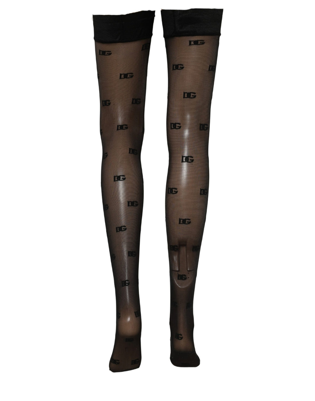 Dolce &amp; Gabbana Black Sheer Logo Monogram Tights Stockings Socks
