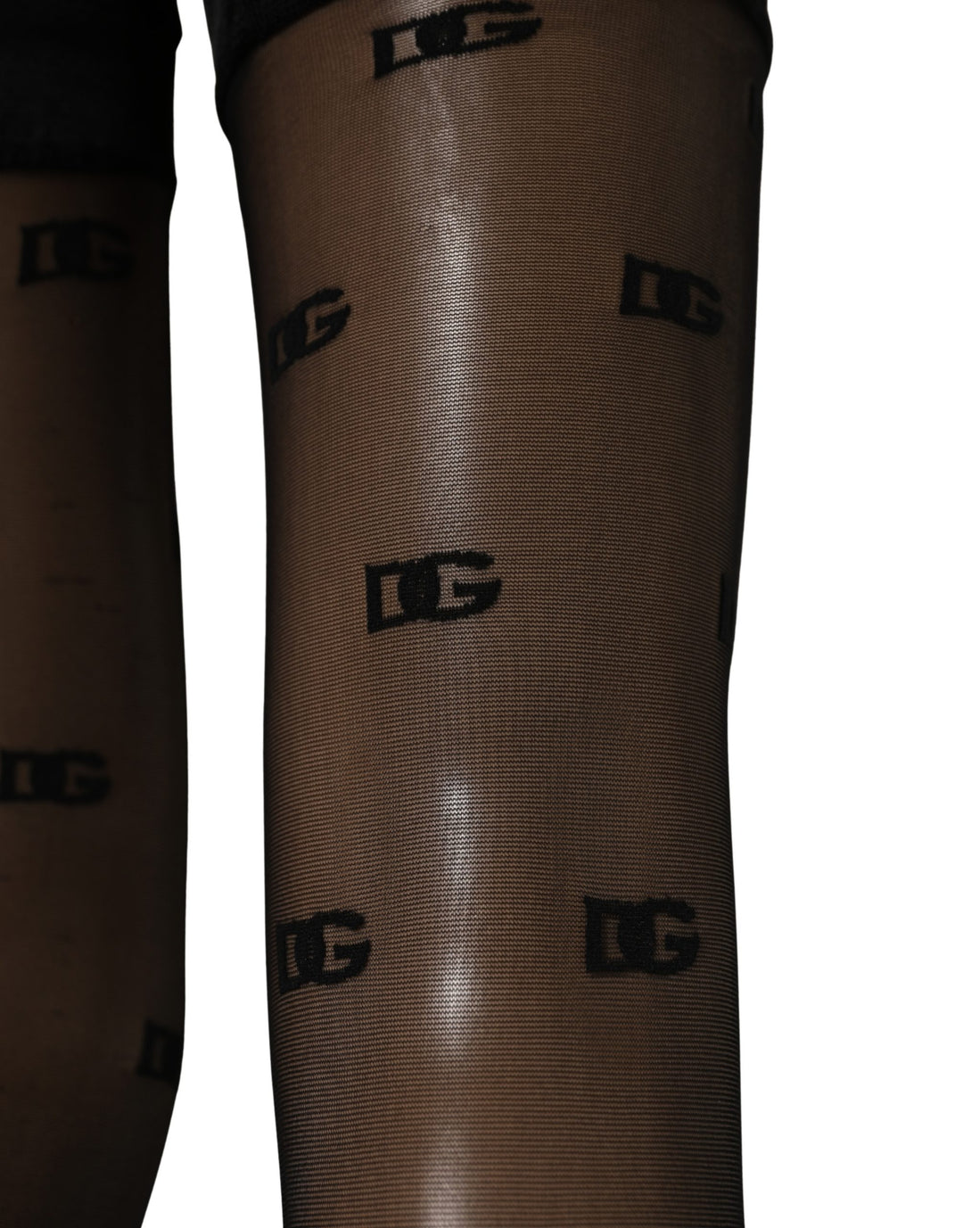Dolce &amp; Gabbana Black Sheer Logo Monogram Tights Stockings Socks