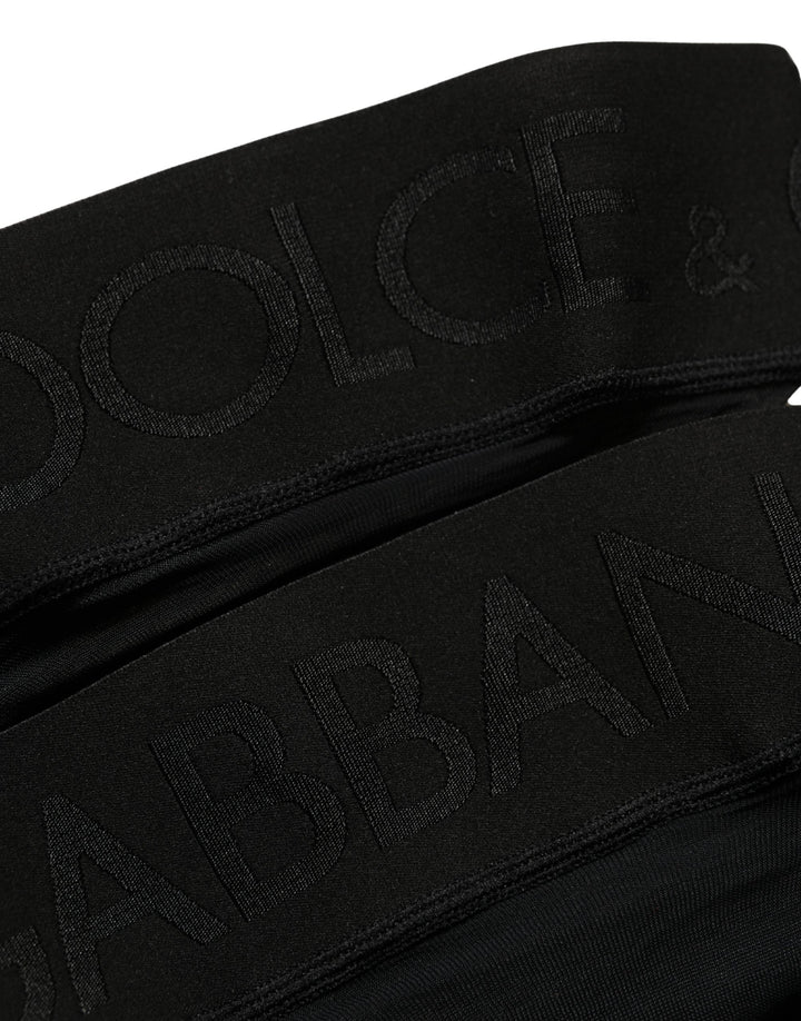 Dolce &amp; Gabbana Black Nylon Logo Calf Long Women Accessory Socks