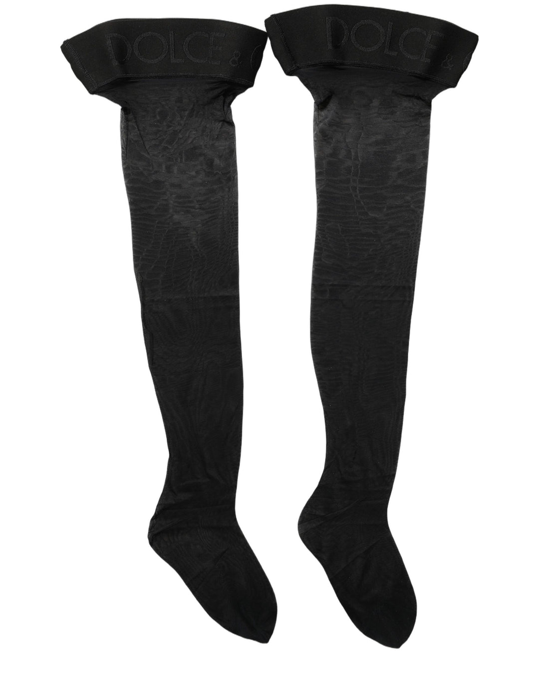 Dolce &amp; Gabbana Black Nylon Logo Calf Long Women Accessory Socks