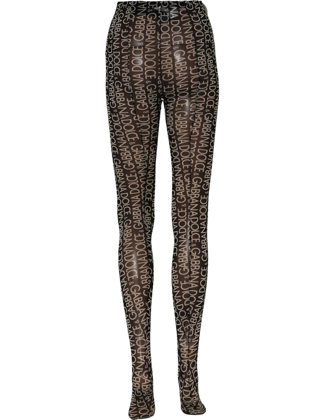 Dolce &amp; Gabbana Black White All Over Print Sheer Stretch Tights Socks
