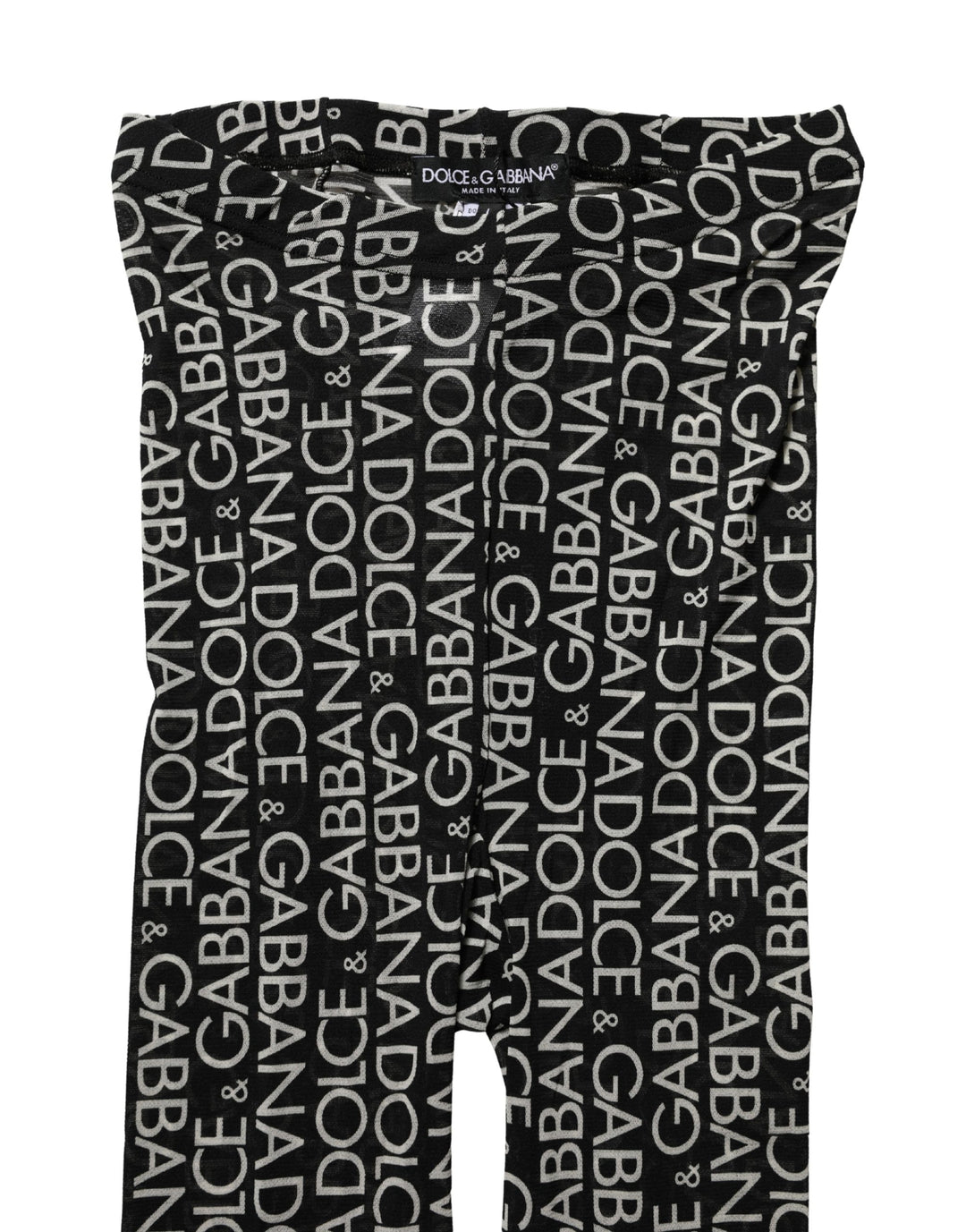 Dolce &amp; Gabbana Black White All Over Print Sheer Stretch Tights Socks