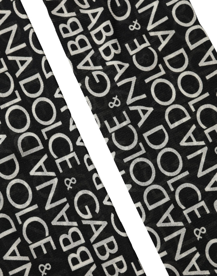 Dolce &amp; Gabbana Black Sheer Logo Monogram High Stockings Socks
