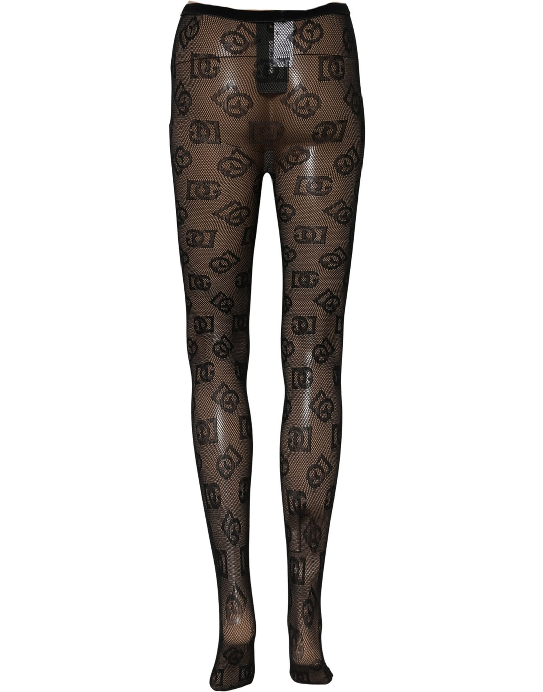 Dolce &amp; Gabbana Black All Over Print Sheer Stretch Tights Socks