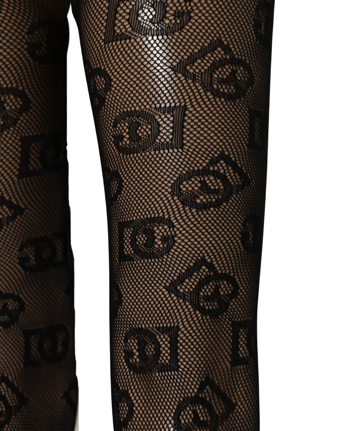 Dolce &amp; Gabbana Black All Over Print Sheer Stretch Tights Socks