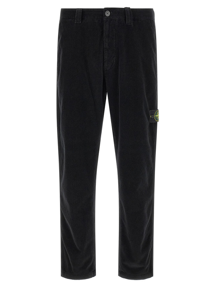 Stone Island Black Cotton Casual Pants
