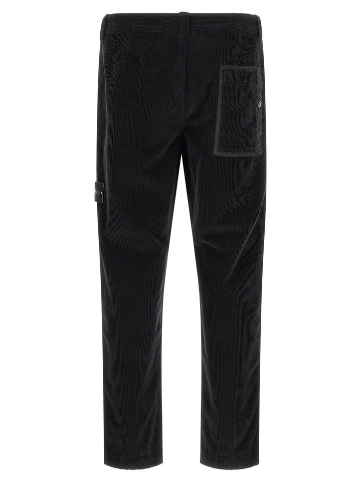 Stone Island Black Cotton Casual Pants