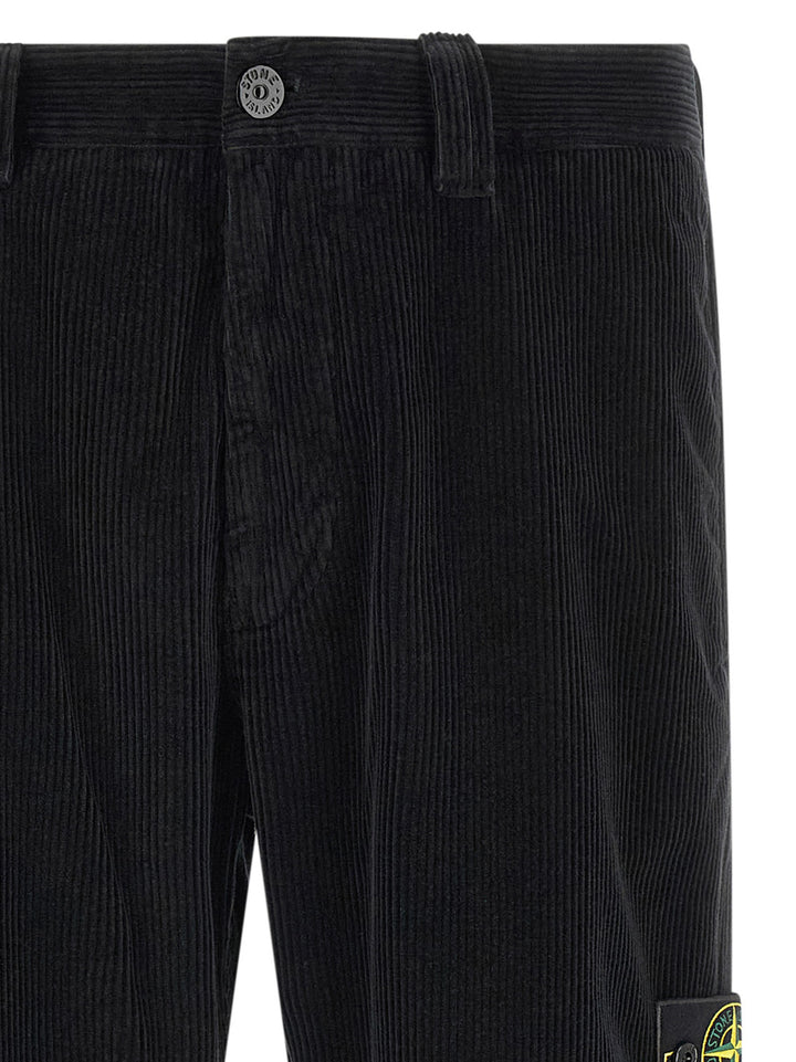 Stone Island Black Cotton Casual Pants