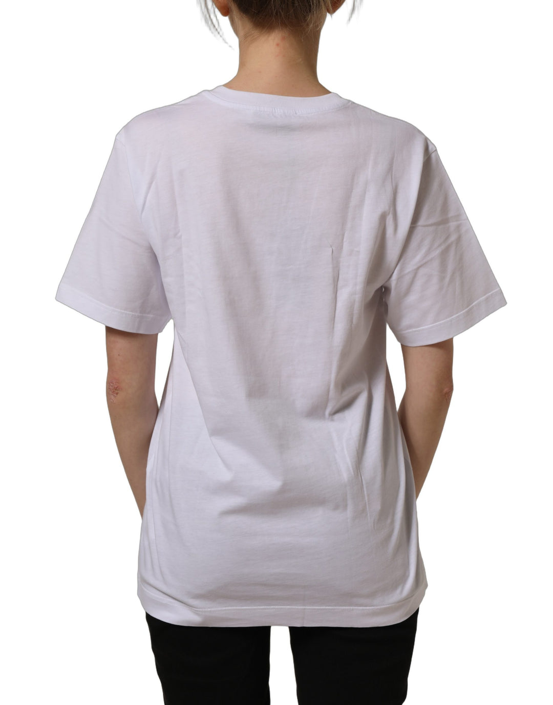 Dolce &amp; Gabbana White Cotton Gold DG Logo Crew Neck T-shirt