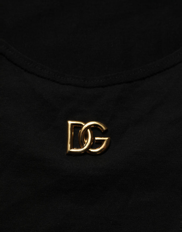 Dolce &amp; Gabbana Black Gold DG Logo Cotton Sleeveless Tank Top