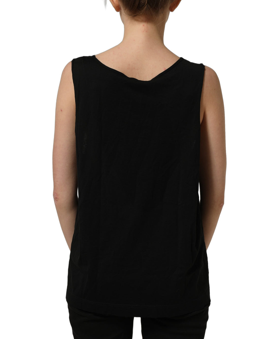Dolce &amp; Gabbana Black Gold DG Logo Cotton Sleeveless Tank Top