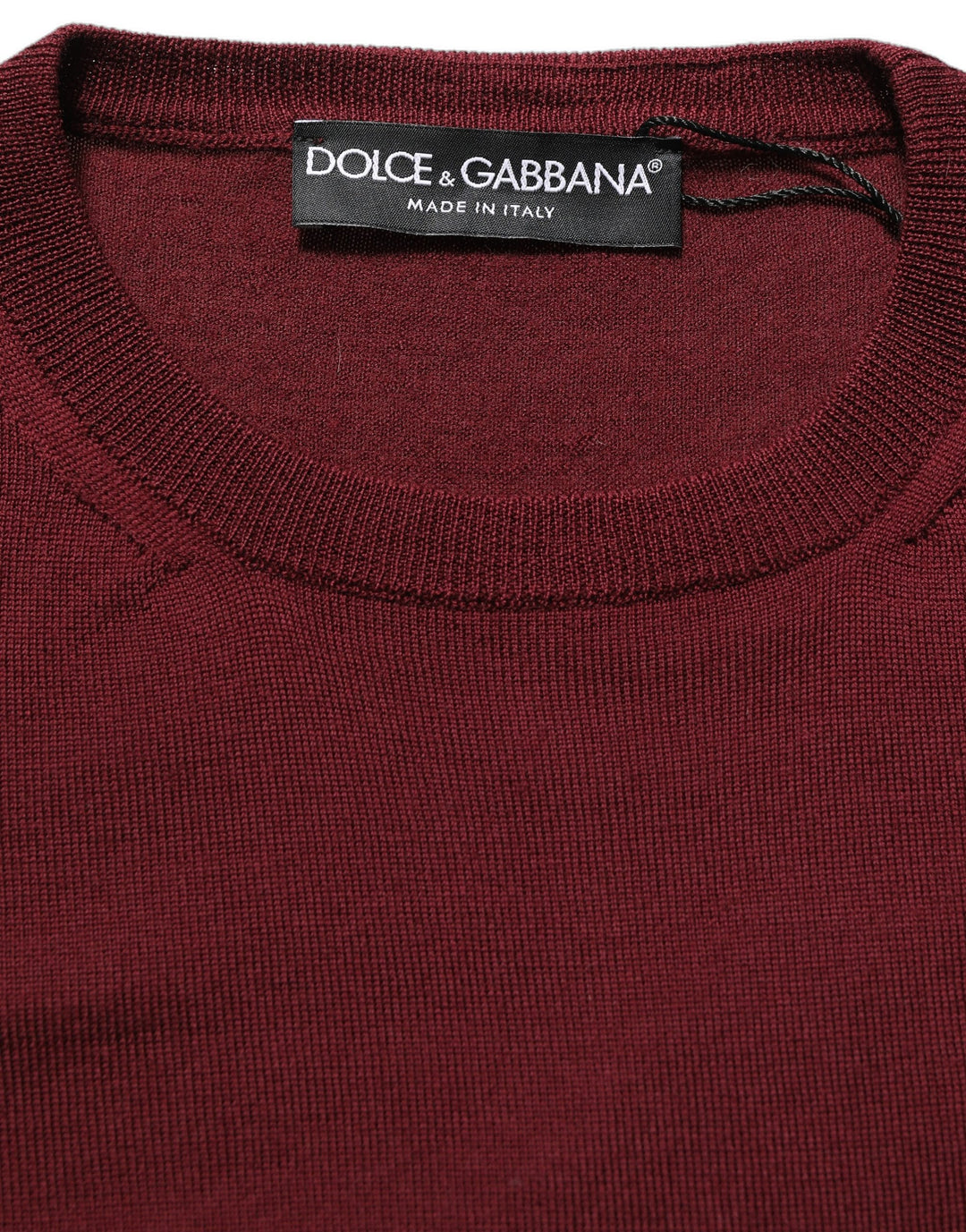 Dolce &amp; Gabbana Maroon Wool Knitted CrewNeck Pullover Sweater