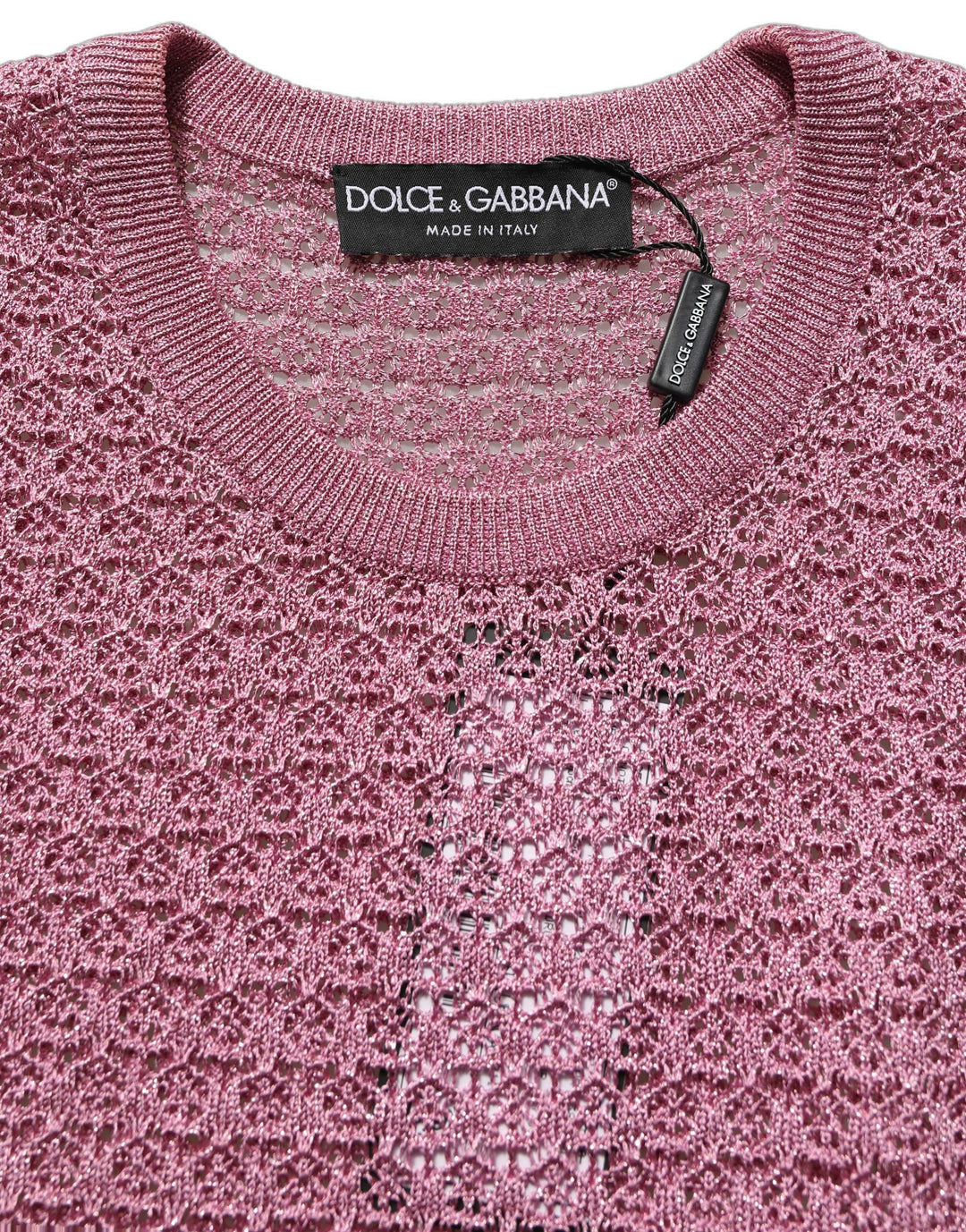 Dolce &amp; Gabbana Pink Sheer Mesh Crew Neck Sleeveless Tank Top