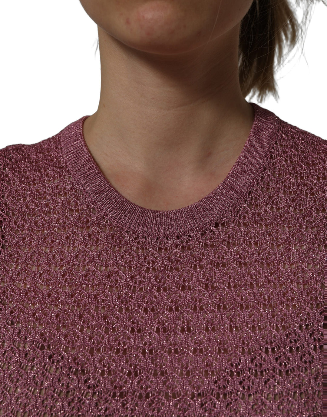 Dolce &amp; Gabbana Pink Sheer Mesh Crew Neck Sleeveless Tank Top