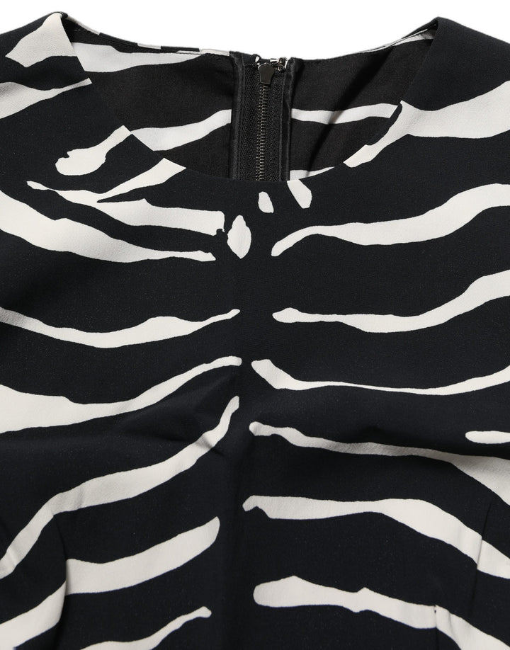 Dolce &amp; Gabbana Black White Zebra Sleeveless Cropped Tank Top