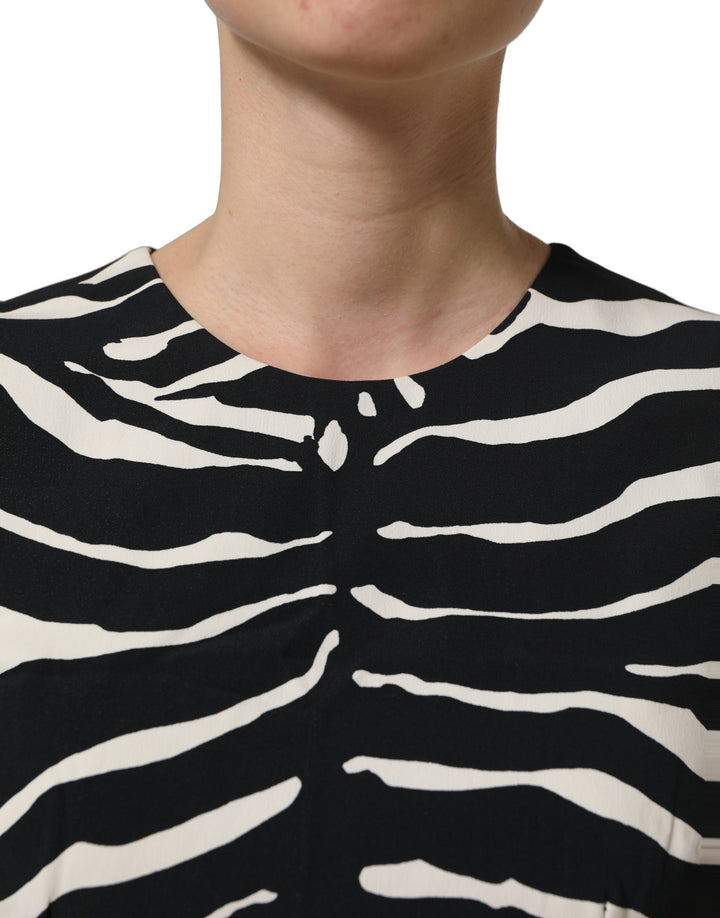 Dolce &amp; Gabbana Black White Zebra Sleeveless Cropped Tank Top
