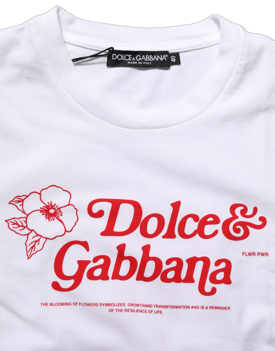 Dolce &amp; Gabbana White Floral Logo Print Crew Neck T-shirt