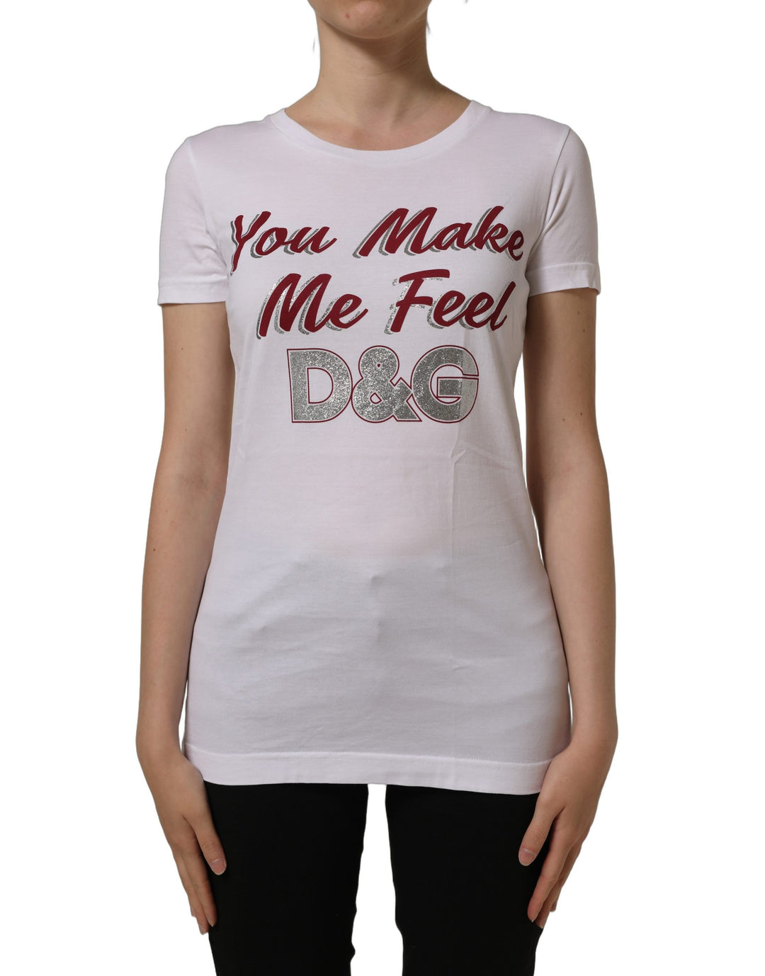 Dolce &amp; Gabbana White Graphic Print Cotton Crew Neck T-shirt