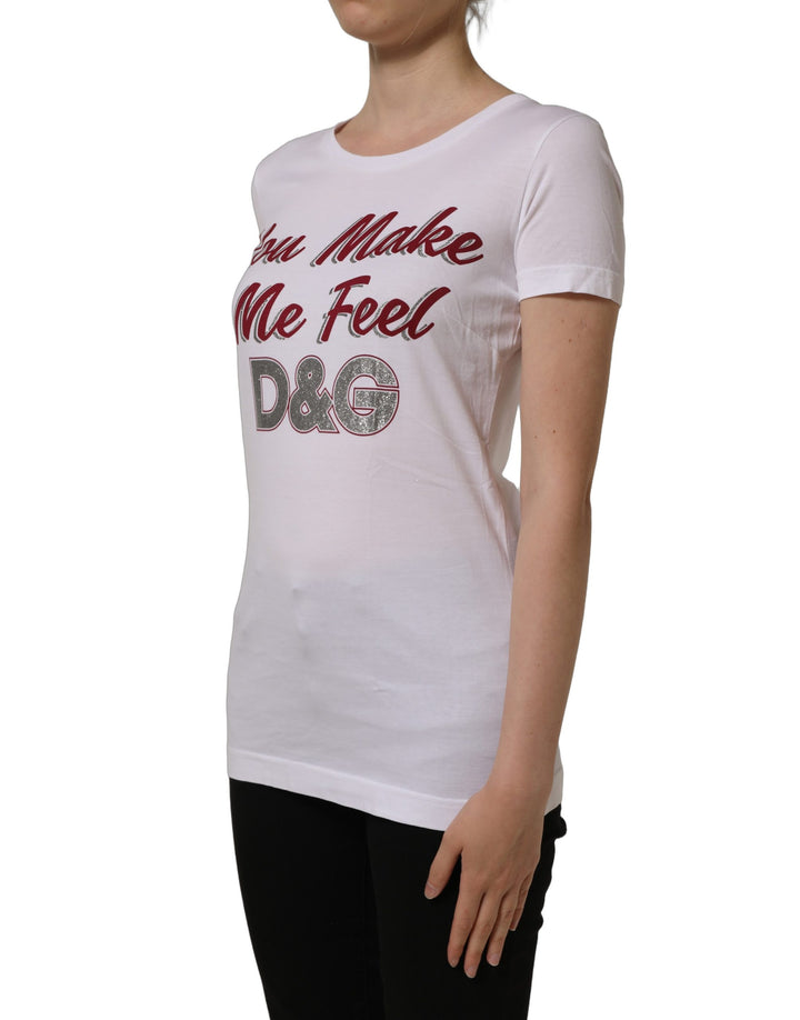 Dolce &amp; Gabbana White Graphic Print Cotton Crew Neck T-shirt