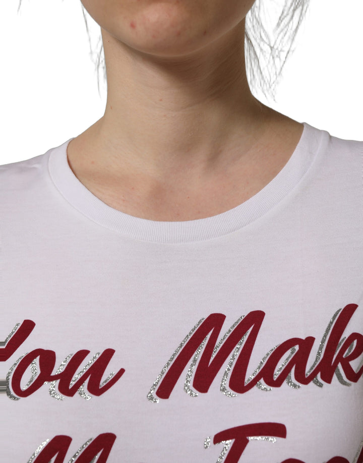 Dolce &amp; Gabbana White Graphic Print Cotton Crew Neck T-shirt