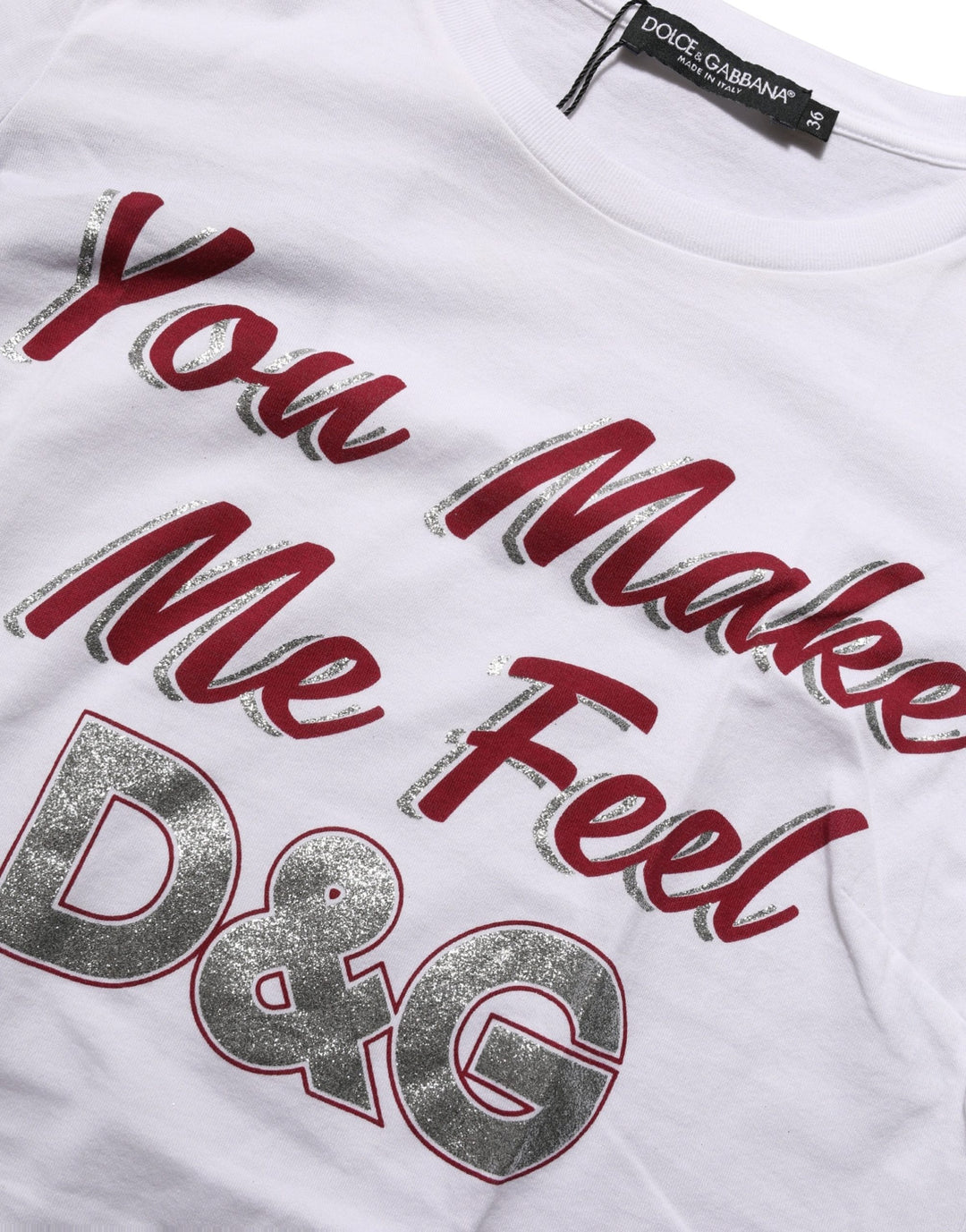 Dolce &amp; Gabbana White Graphic Print Cotton Crew Neck T-shirt