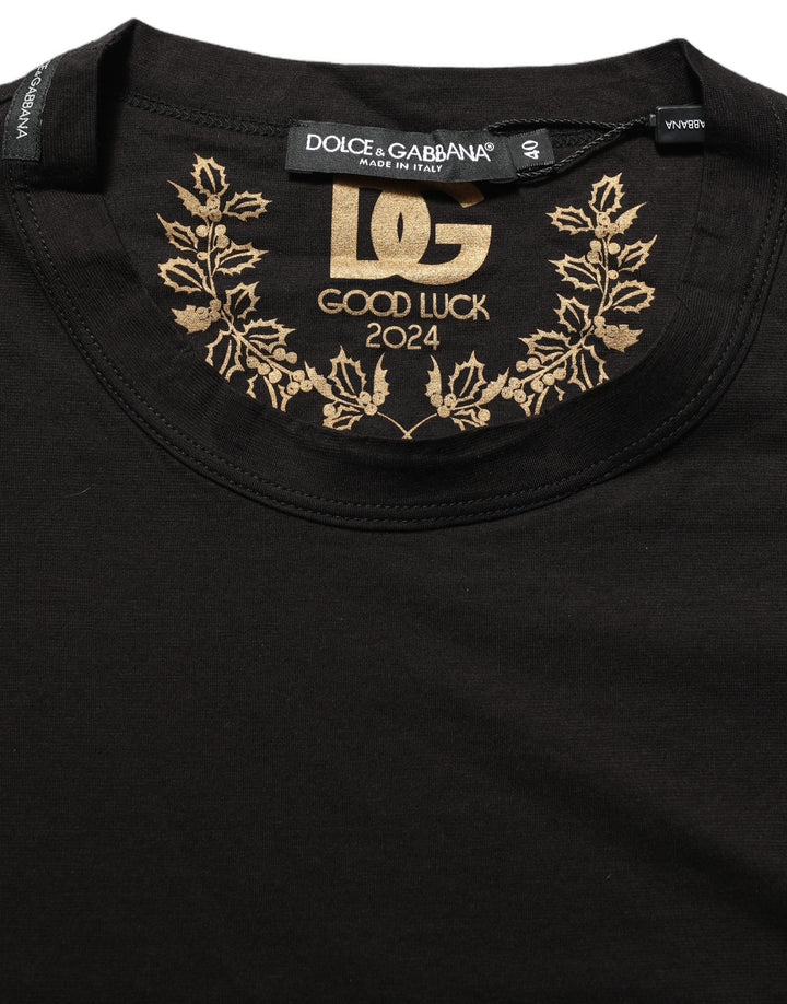 Dolce &amp; Gabbana Black Cotton Crew Neck Short Sleeves T-shirt
