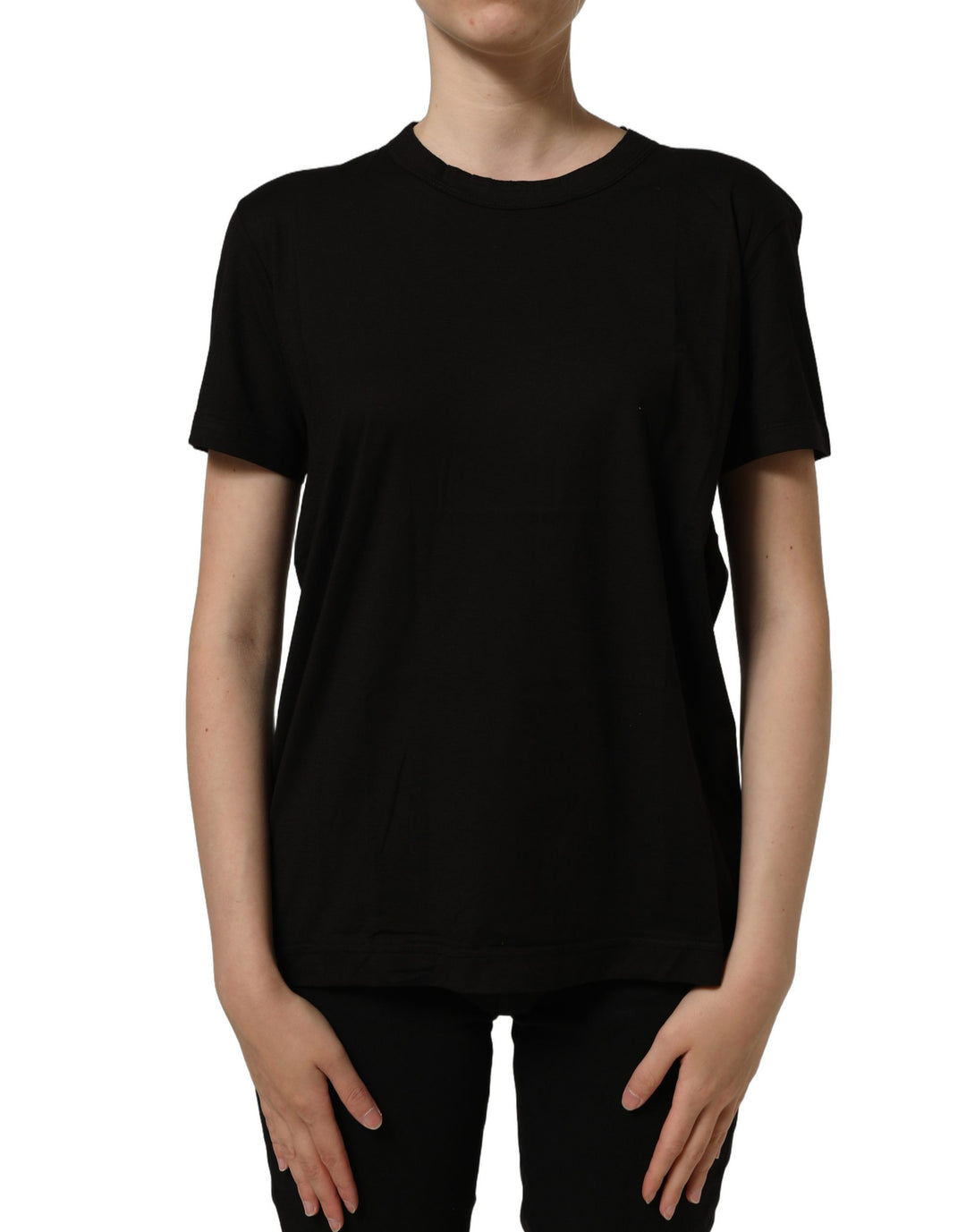 Dolce &amp; Gabbana Black Cotton Crew Neck Short Sleeves T-shirt