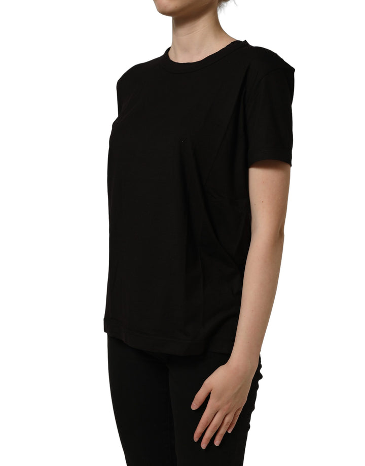 Dolce &amp; Gabbana Black Cotton Crew Neck Short Sleeves T-shirt