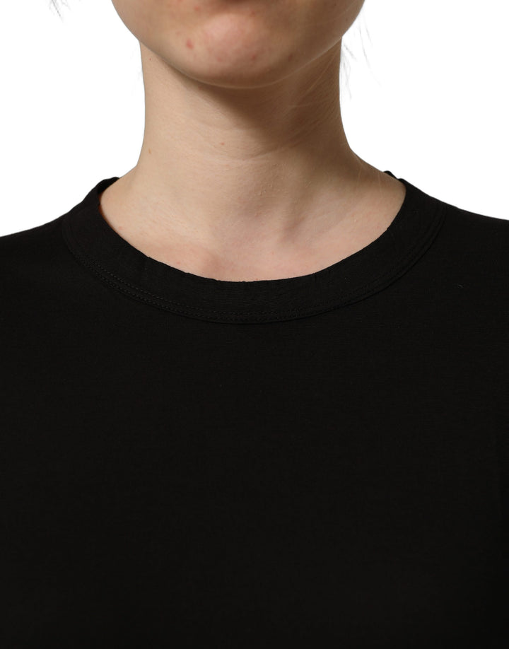 Dolce &amp; Gabbana Black Cotton Crew Neck Short Sleeves T-shirt