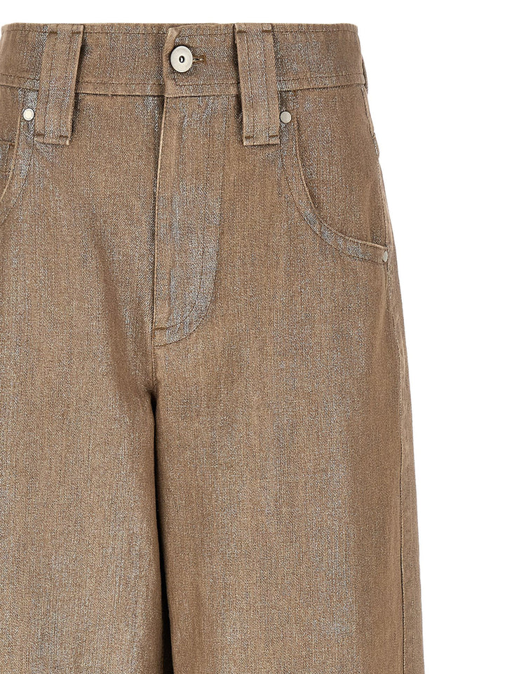 Brunello Cucinelli Beige Cotton Relaxed Fit Jeans