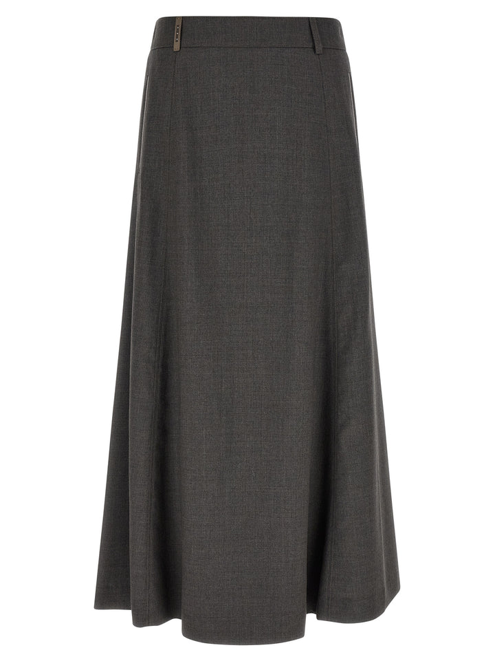 Peserico Gray Virgin Wool Midi Skirt