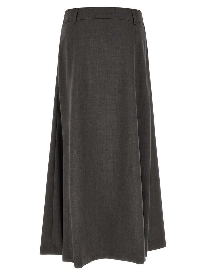 Peserico Gray Virgin Wool Midi Skirt