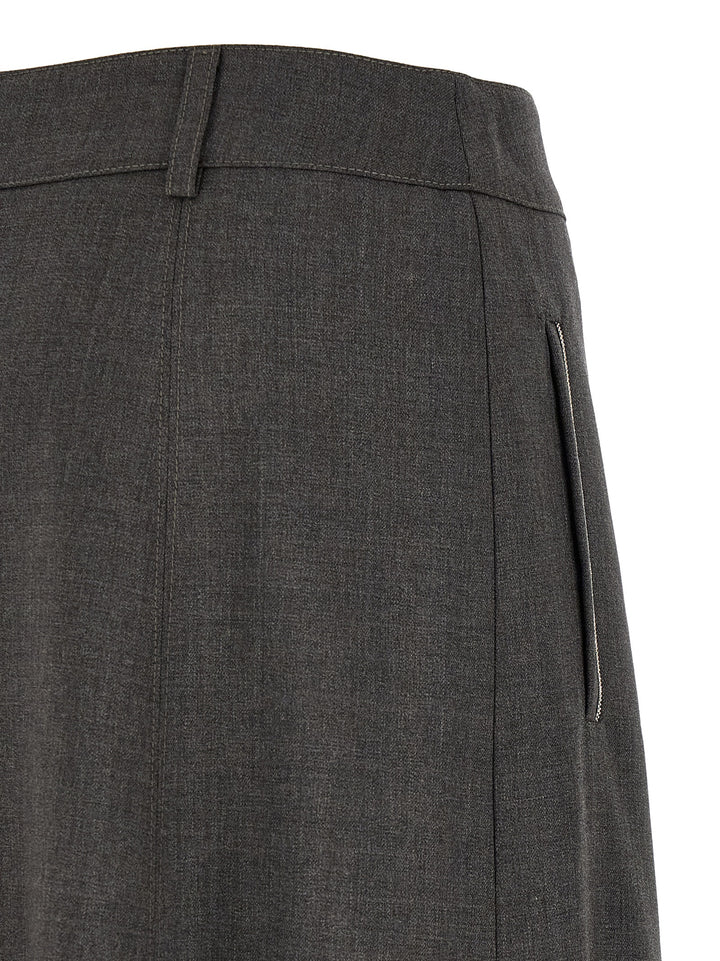Peserico Gray Virgin Wool Midi Skirt