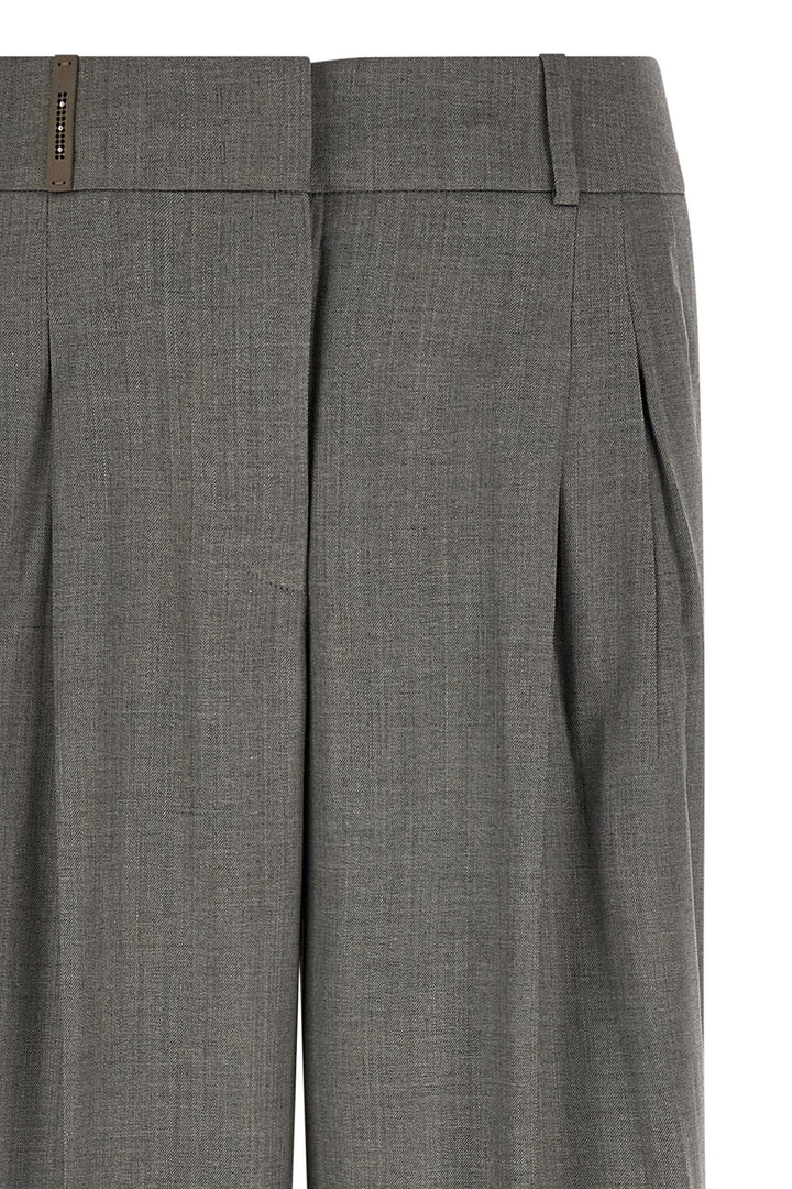 Peserico Gray Virgin Wool Casual Pants