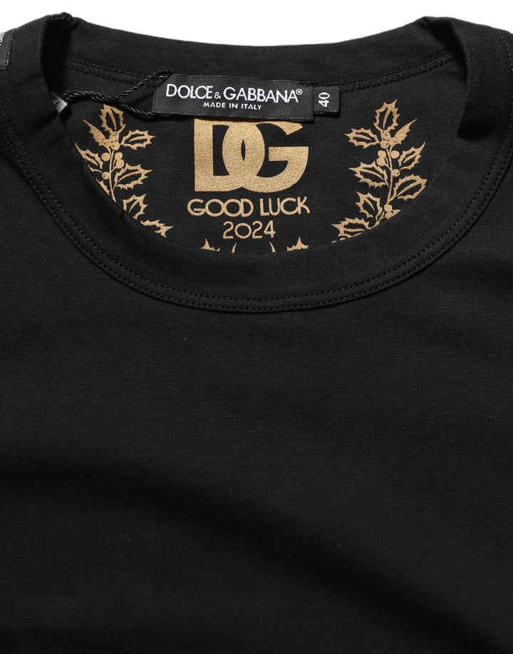 Dolce &amp; Gabbana Black Cotton Crew Neck Short Sleeves T-shirt