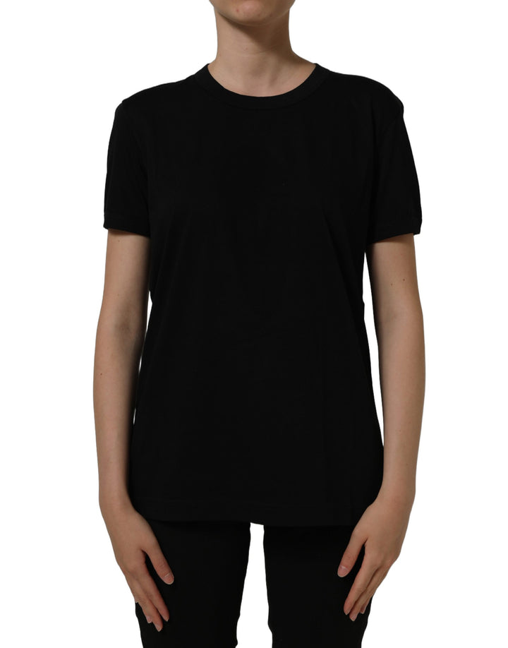 Dolce &amp; Gabbana Black Cotton Crew Neck Short Sleeves T-shirt