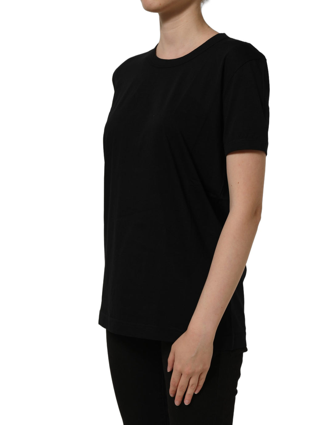 Dolce &amp; Gabbana Black Cotton Crew Neck Short Sleeves T-shirt