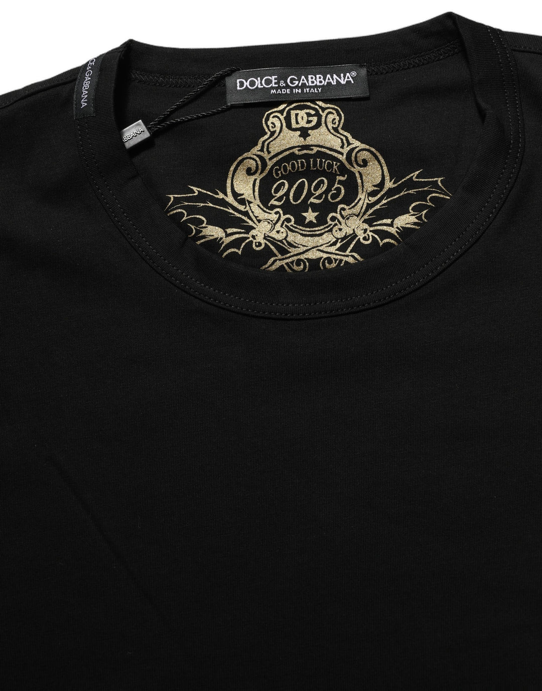 Dolce &amp; Gabbana Black Cotton Crew Neck Short Sleeves T-shirt