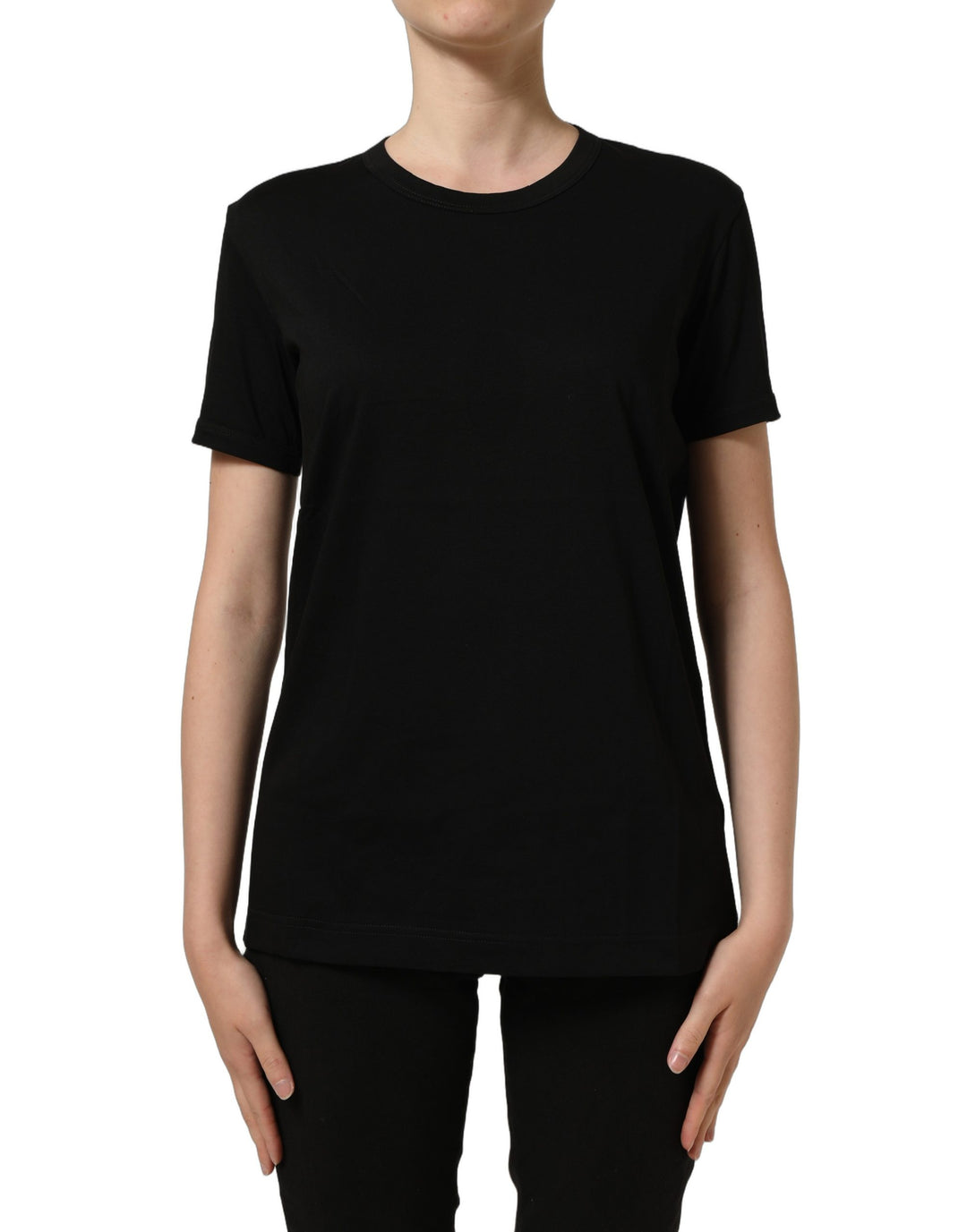 Dolce &amp; Gabbana Black Cotton Crew Neck Short Sleeves T-shirt