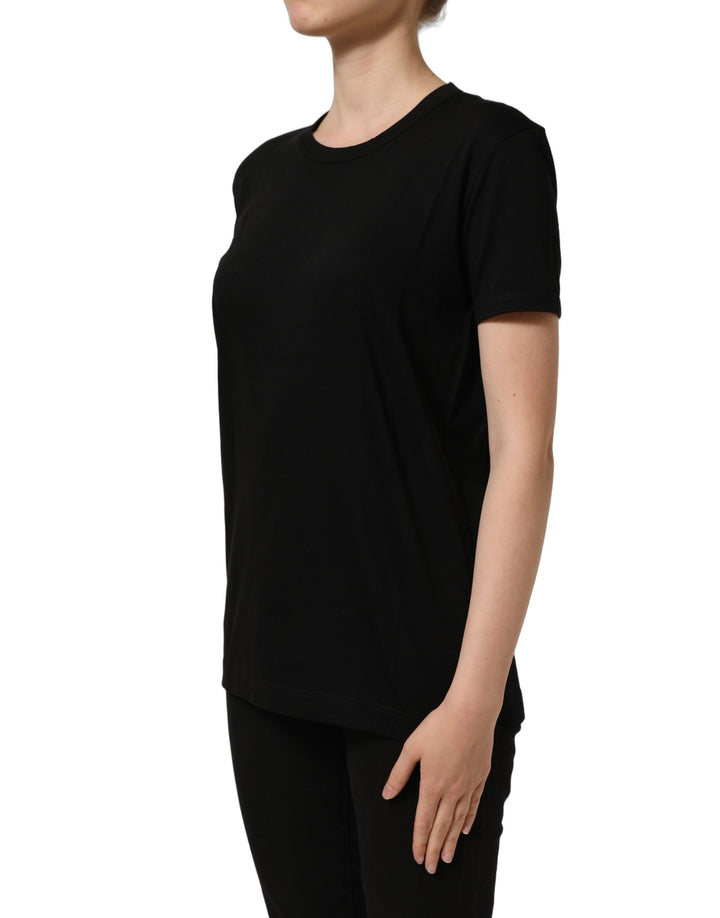Dolce &amp; Gabbana Black Cotton Crew Neck Short Sleeves T-shirt